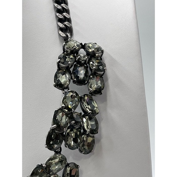 J. Crew Vintage Faceted Gray Rhinestones Chunky Chain Statement Neckace - Picture 4 of 15